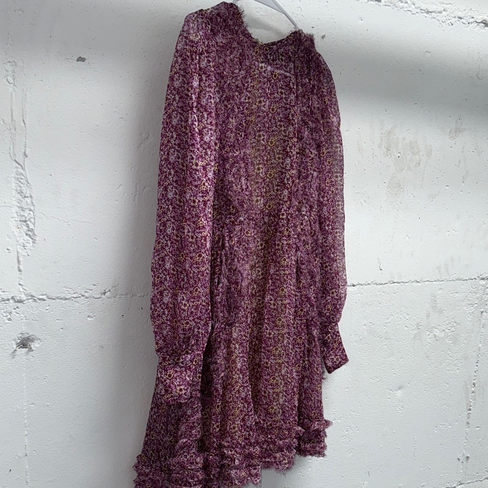 Chic Long Sleeve Floral Dress in Purple